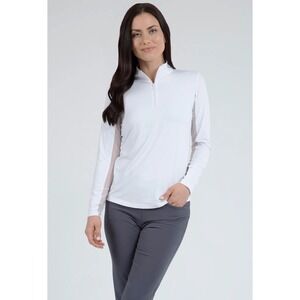 NWT Women's IBKUL Long Sleeve Mock Neck Cooling Tee - Medium- White